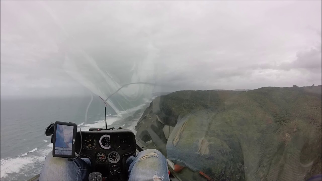 Glider flight along West Coast Auckland New Zealand 25 08 2019
