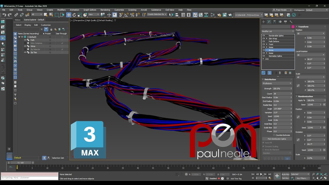 3DSMax Procedural Wire Jumble Breakdown