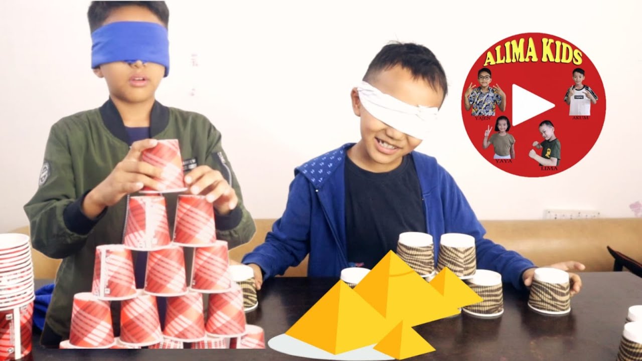 Blindfolded Cup Pyramid Challenge