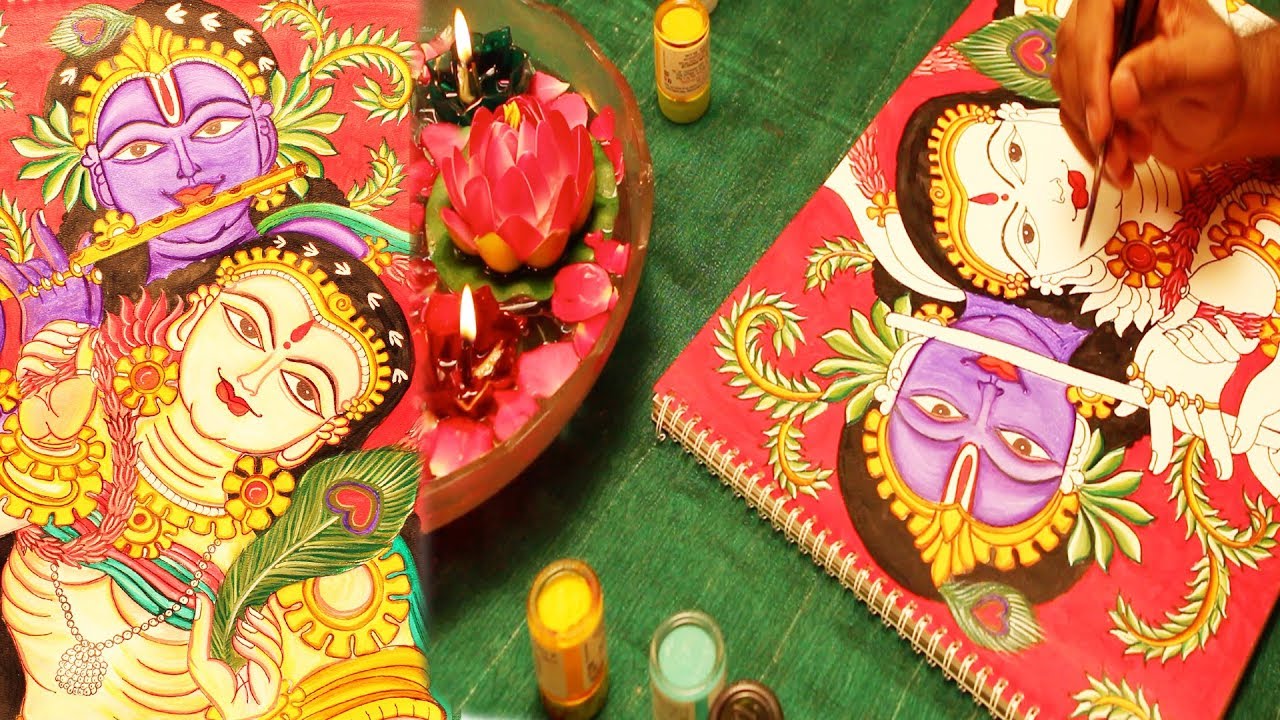 How to do Kerala Mural Painting (Radha and Krishna) || My creative hub