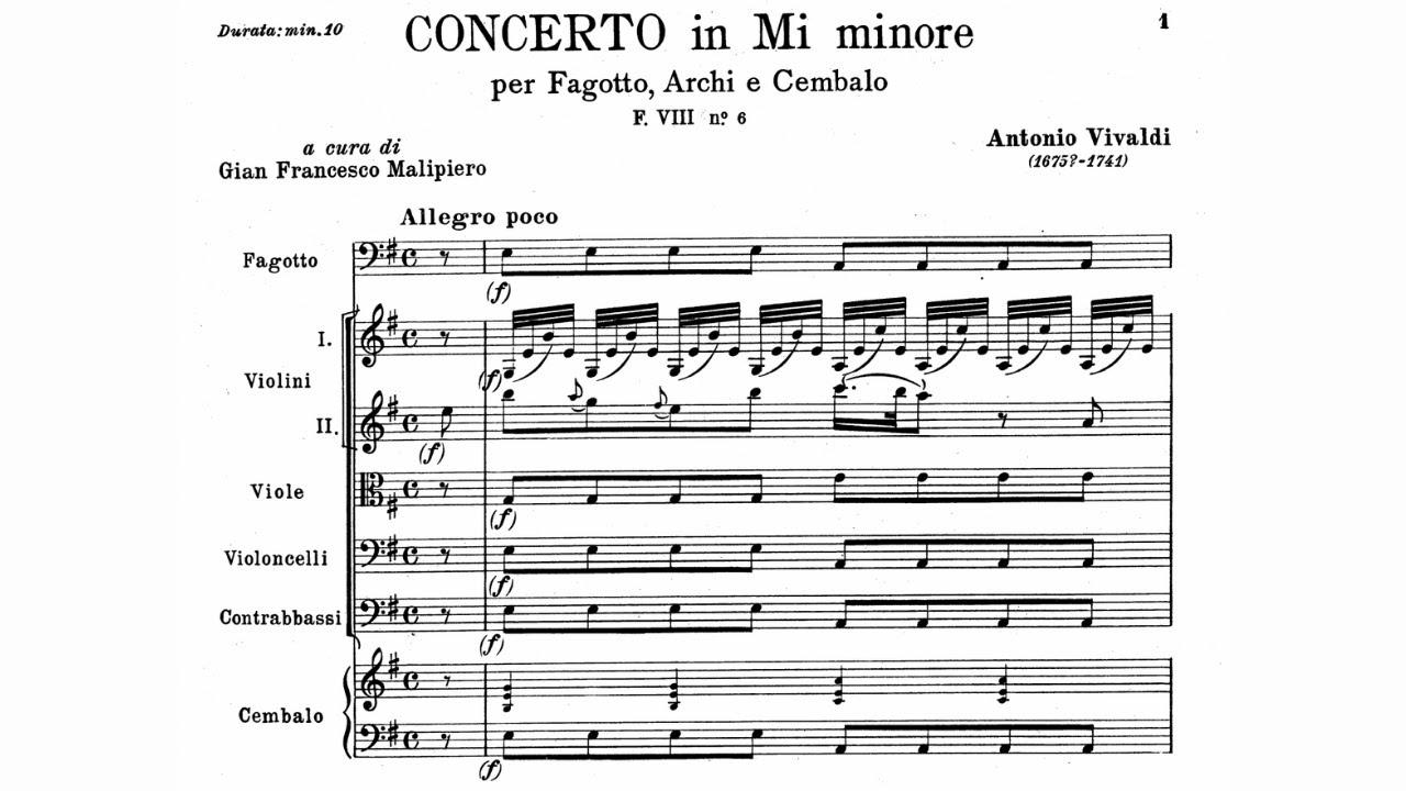 Antonio Vivaldi: Bassoon Concerto in E Minor, RV 484