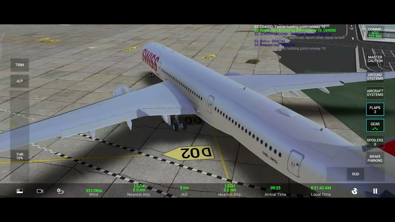 RFS Real Flight Simulator- Zurich to Paris||FulllFlight|A350||FR205||Swiss|FullHD|RealRoute