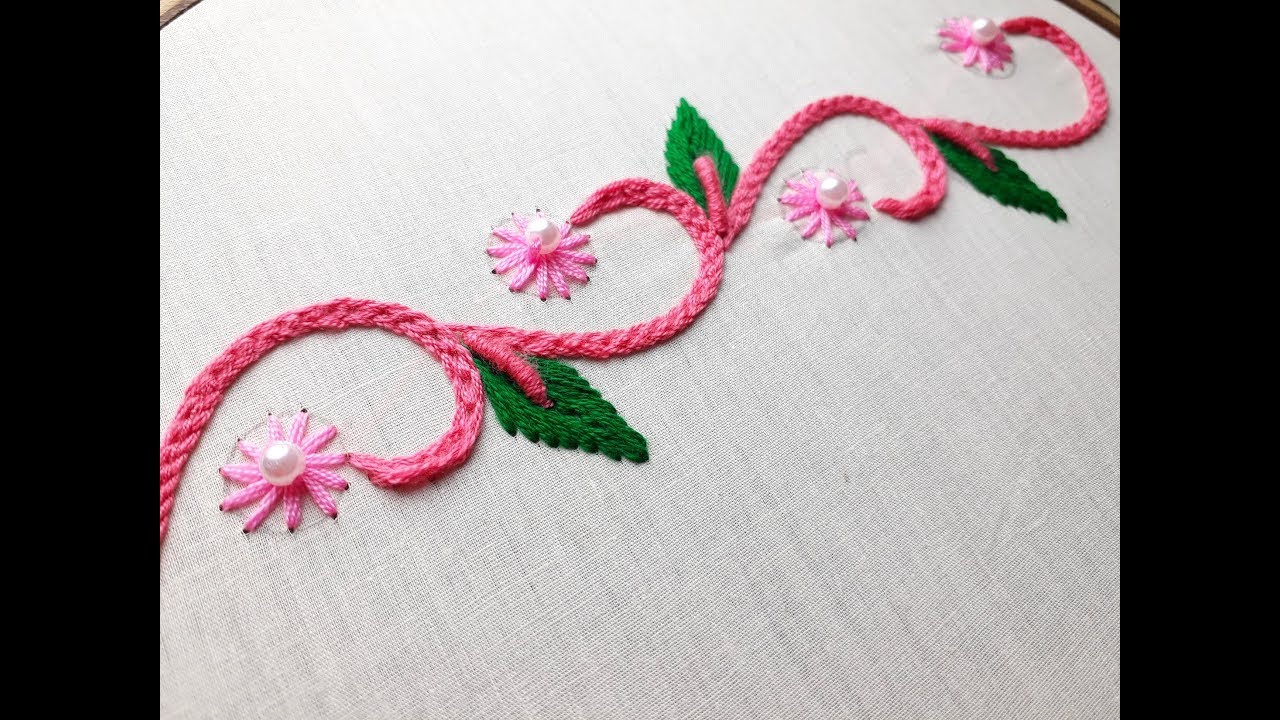 Hand embroidery Border design stitch | Stitches for border line