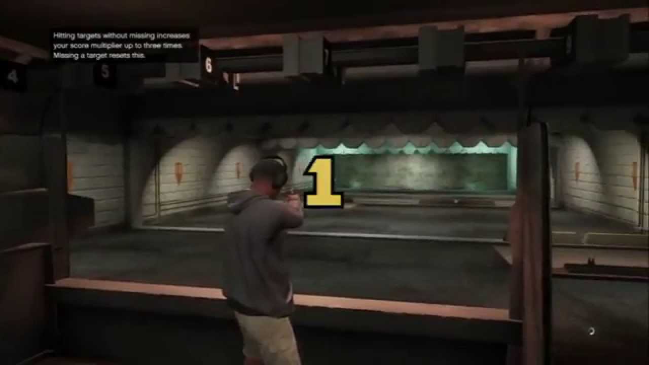 Grand Theft Auto V - Shooting Range Franklin Tutorial: Pistol, SMG, Medals, Times, Pts Gameplay PS3