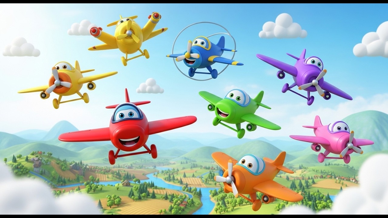Seven Little Toy Planes Zoom Zoom Zoom | High-Flying Counting & Vehicle Song