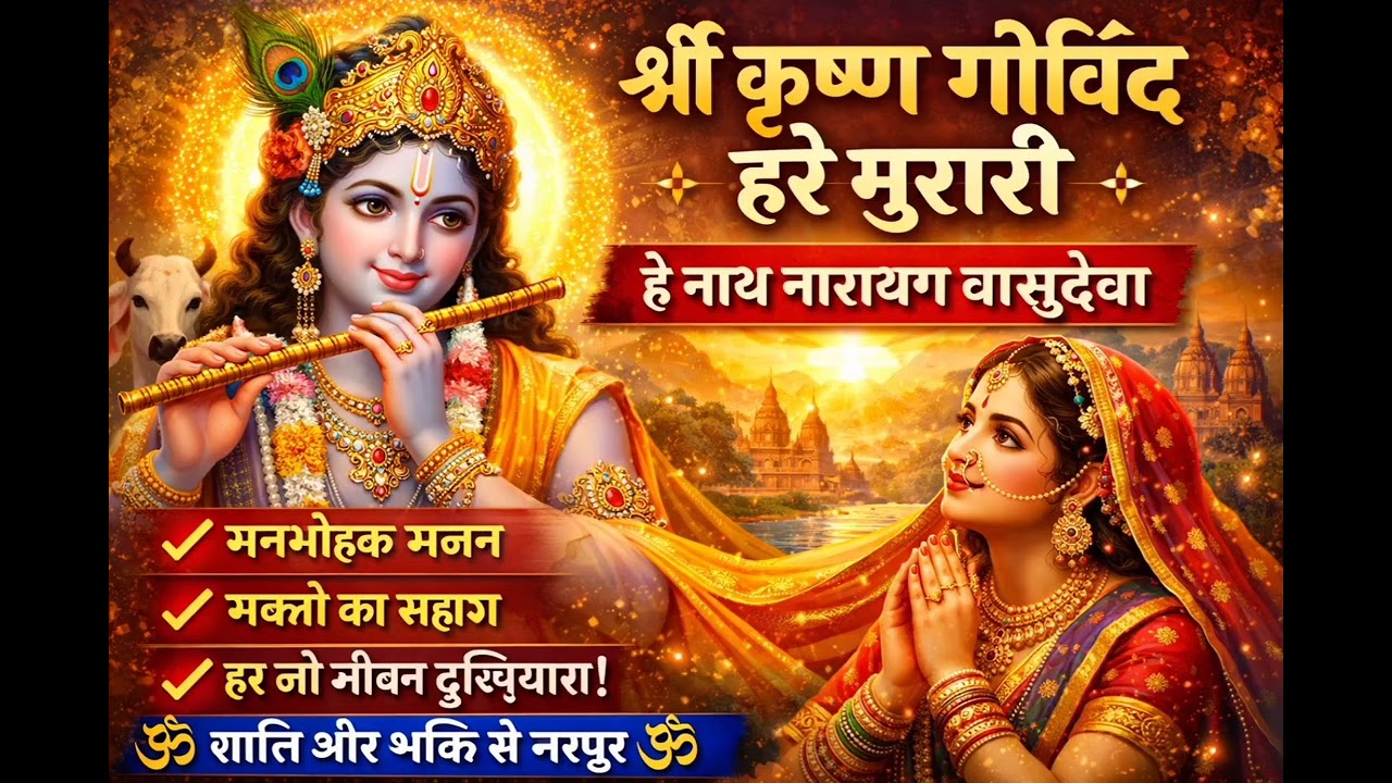 श्री कृष्ण गोविंद हरे मुरारी | हे नाथ नारायण वासुदेवा | मन को शांति देने वाला कृष्ण भजन