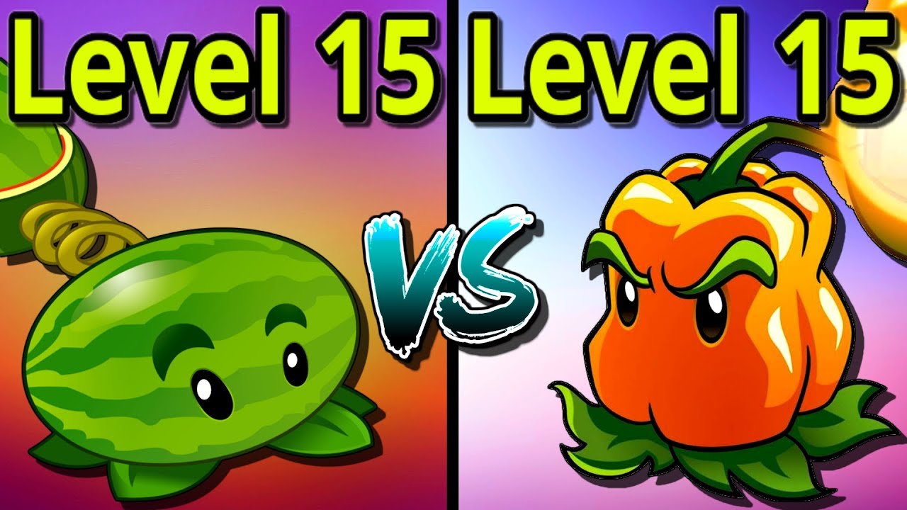 Max Level Compare Melon Pult 15 vs Pepper Pult 15 Hard Levels and Zombies PVZ 2