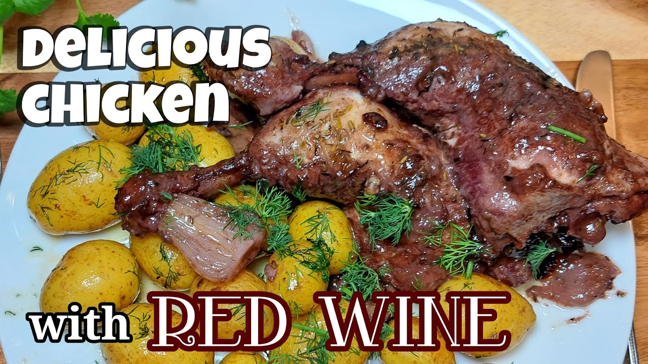 Delicious chicken thighs with red wine