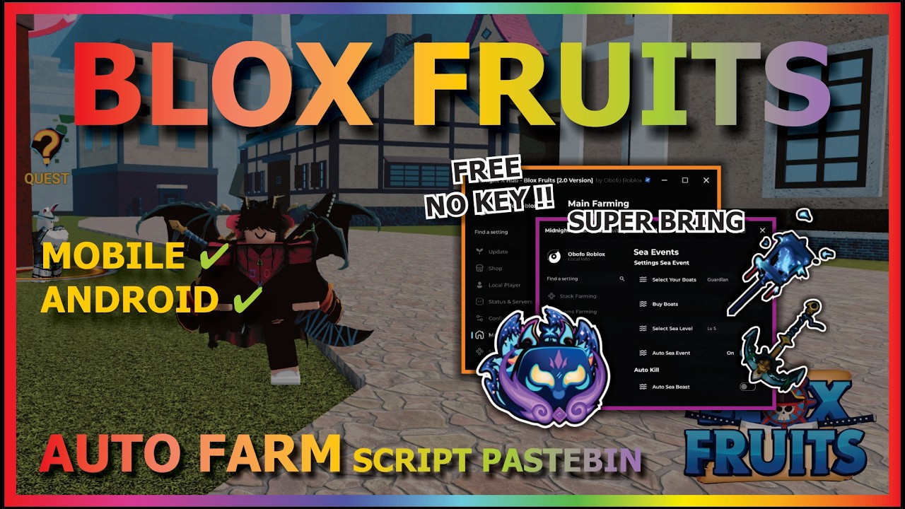 BLOX FRUITS Script No Key AUTO FARM, SUPER BRING, FAST ATTACK, SEA EVENT, DF MASTERY, RAID, VOLCANO