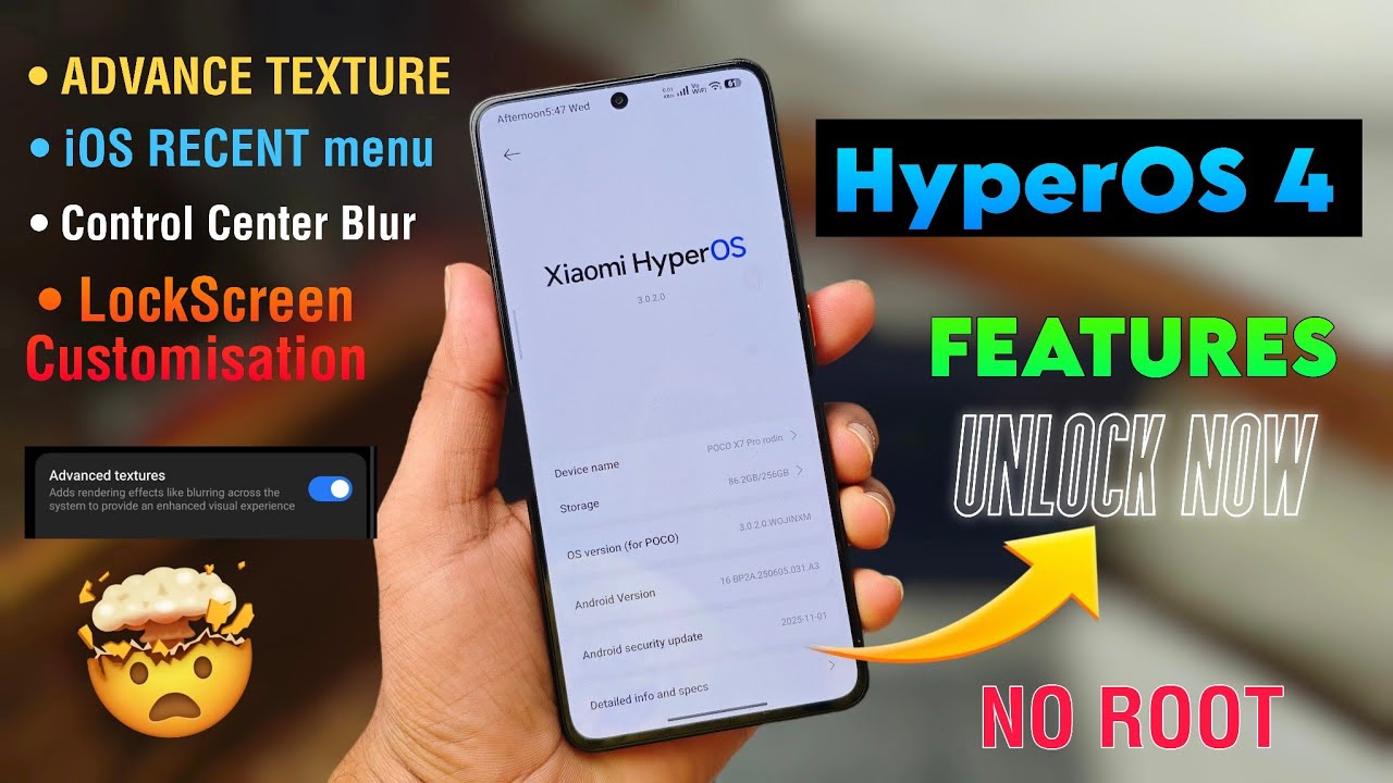 HyperOS 4 Features Unlock Now ✅ Advance Texture, iOS RECENT, CC Blur & Lockscreen Customisation More