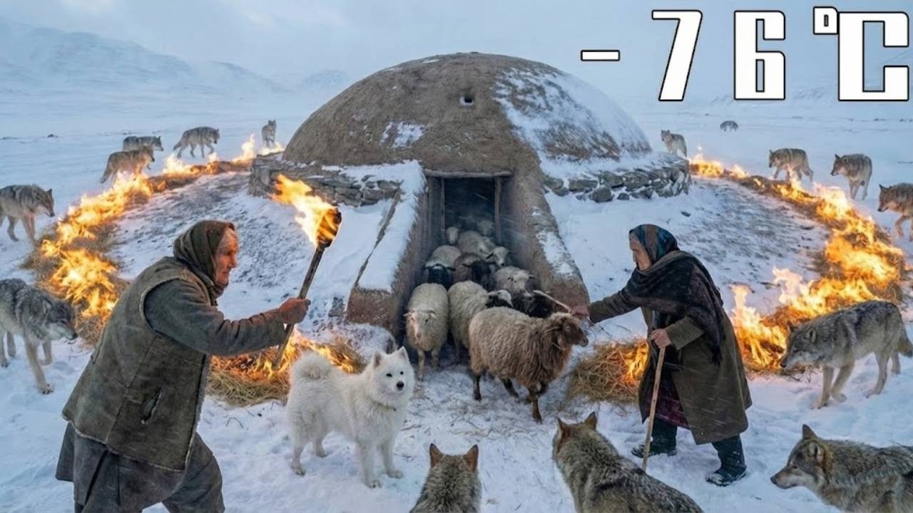 Выживание при –76°C 94-летняя афганская пара и верный самоед бросают вызов волкам, спасая своих овец