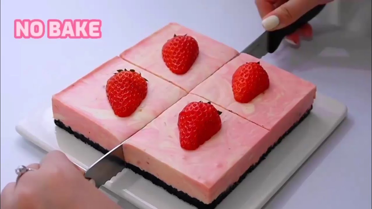 No Bake Strawberry Marble Mousse Cheesecake, Perfect For Beginners~ | @NinosHome