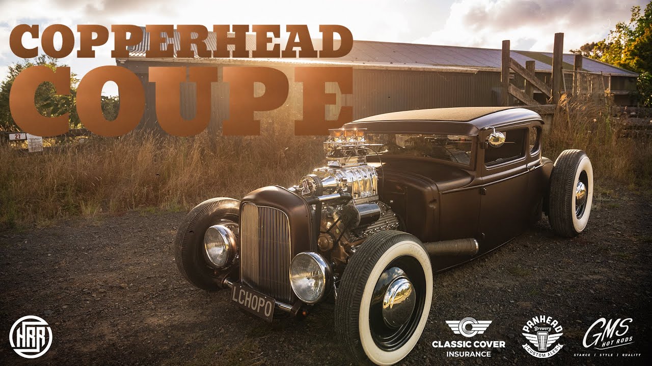Killer supercharged flathead and bagged Model A! The Copperhead Coupe.