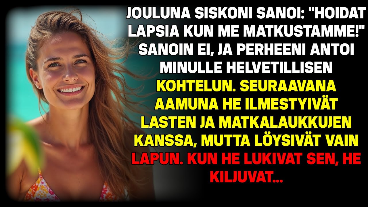 Jouluna sisko sanoi: “Vahdit lapsia kun matkustamme!” Sanoin ei, mutta he ilmestyivät…