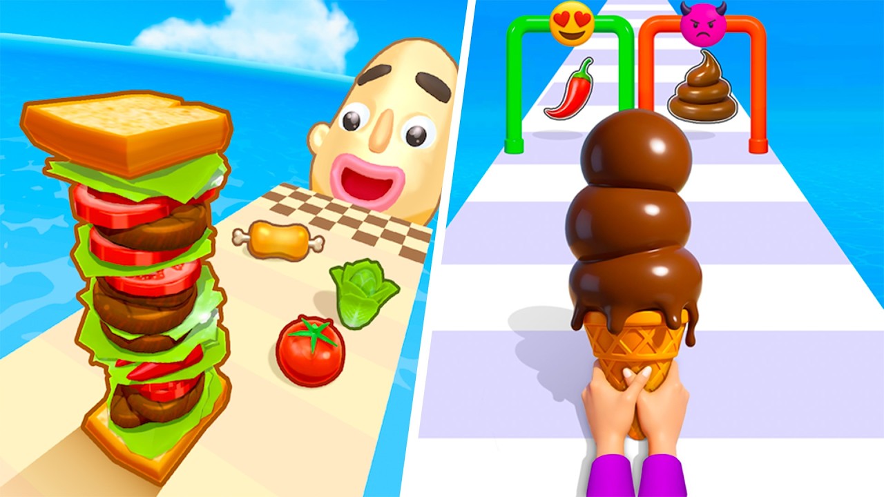 Stacky Ice Cream Runner VS Sandwich Runner - All Level Gameplay Android iOS New Update Ep145