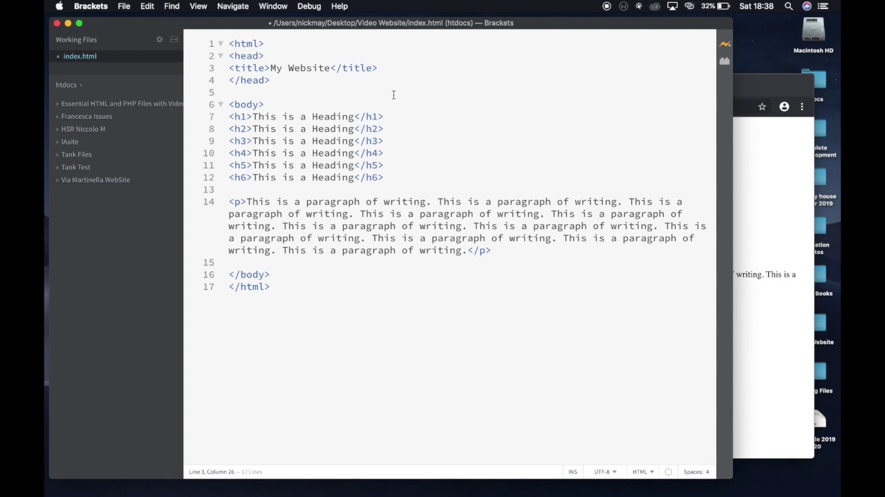 Building a Website in Brackets Part1