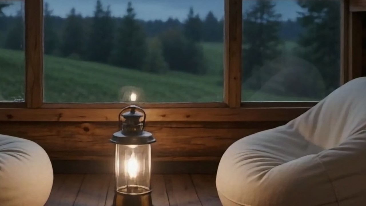 Sleep with Steady Rain and Wind | Quiet Evening Lantern-lit Cabin | 3 Hours