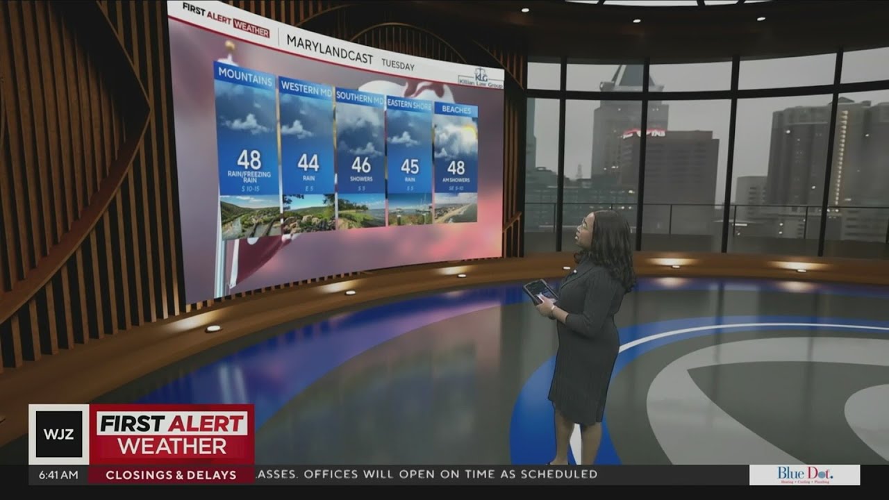 Rain Tuesday, milder Wednesday across Maryland