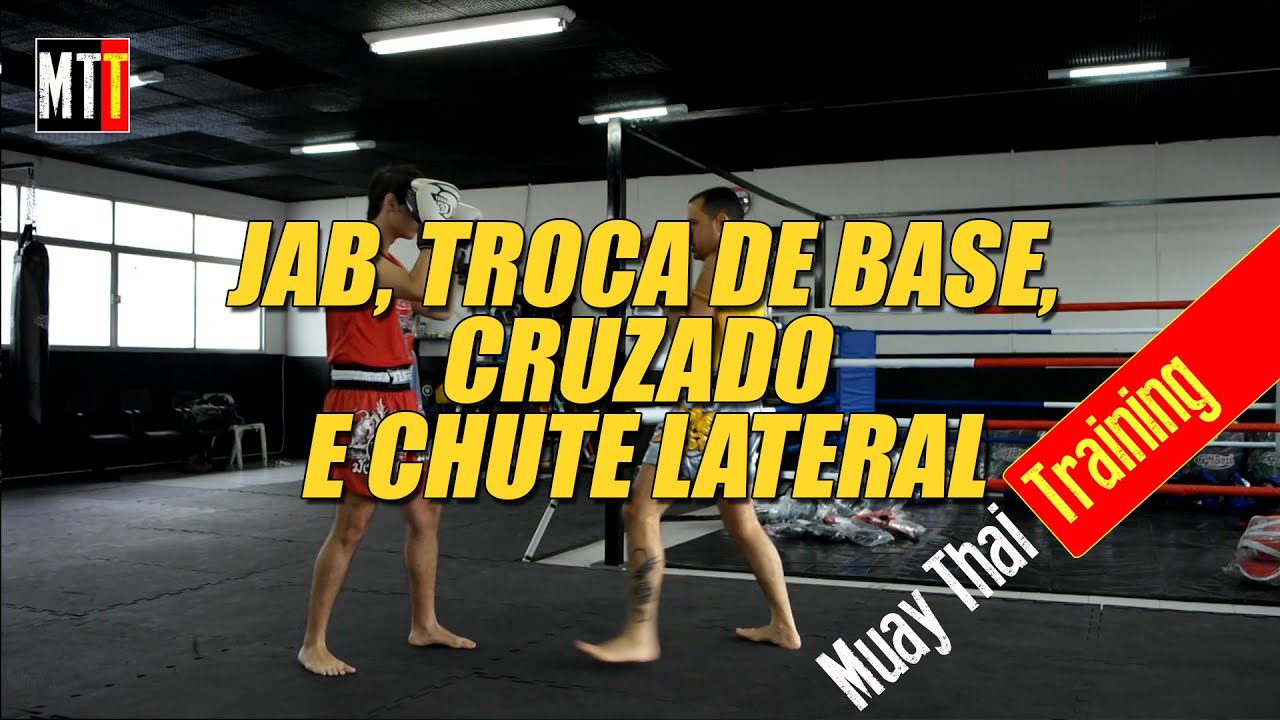 Jab, Troca de Base, Cruzado e Chute Lateral.  - Muay Thai Training (Kru Fred Junior)