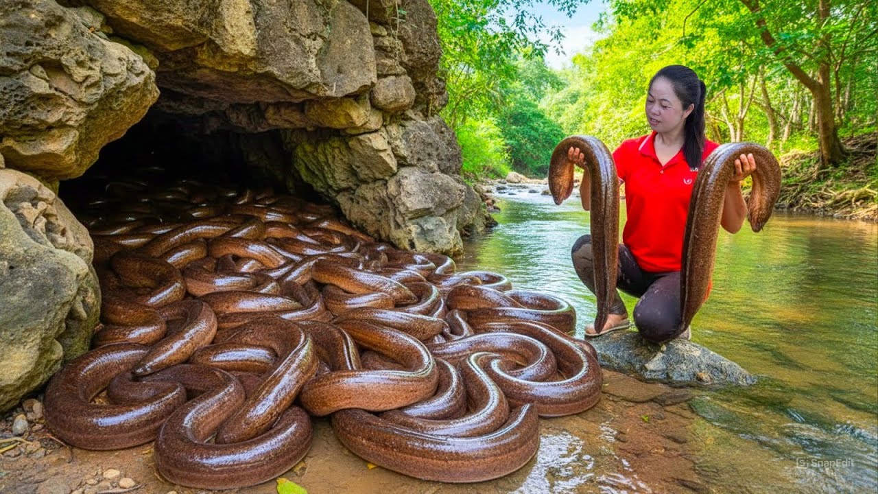 Harvesting 5000+ Blackwater Ghost Eel & Go to Market Sell | Unique way to trap eels.