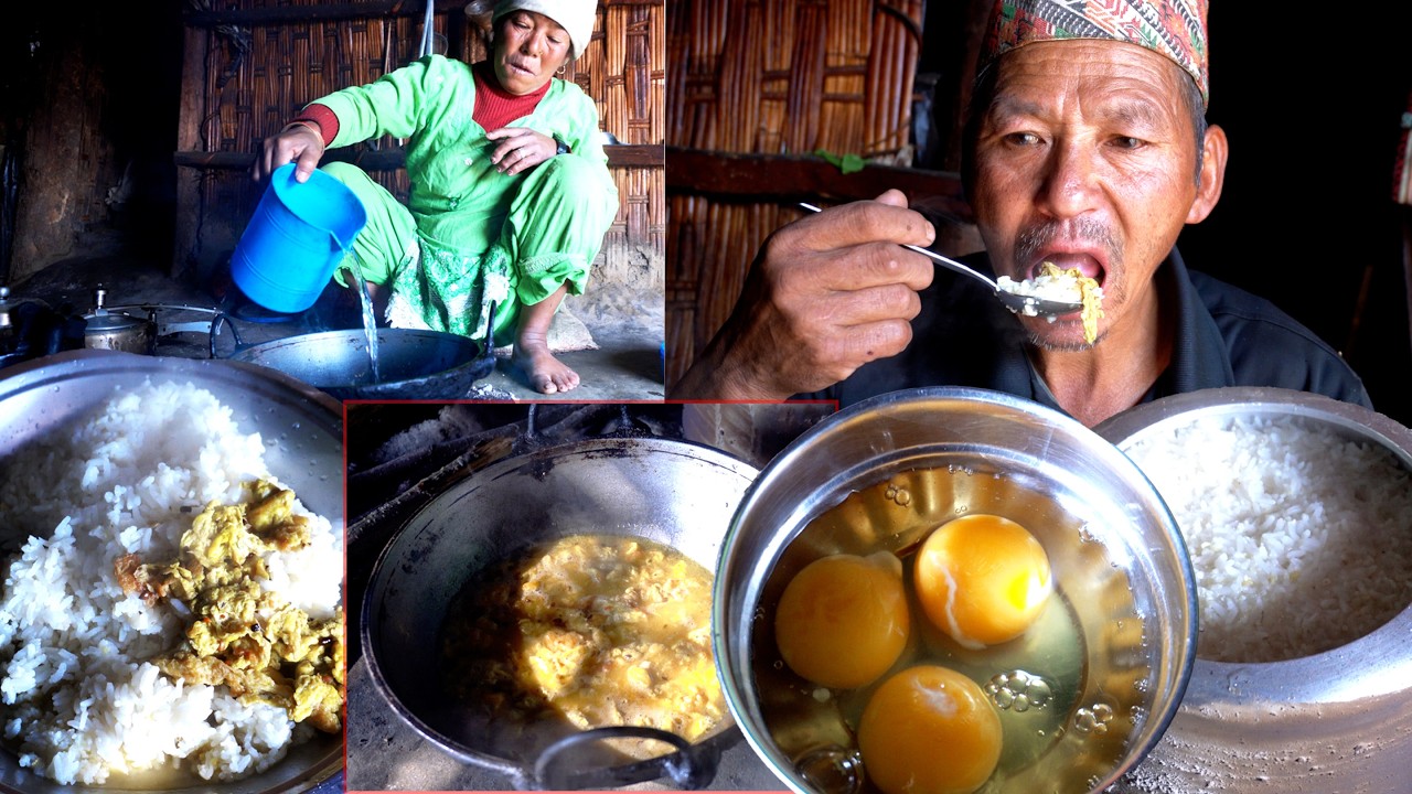 jungle man's lunch with egg curry || jungle family cooking @junglefamilycooking