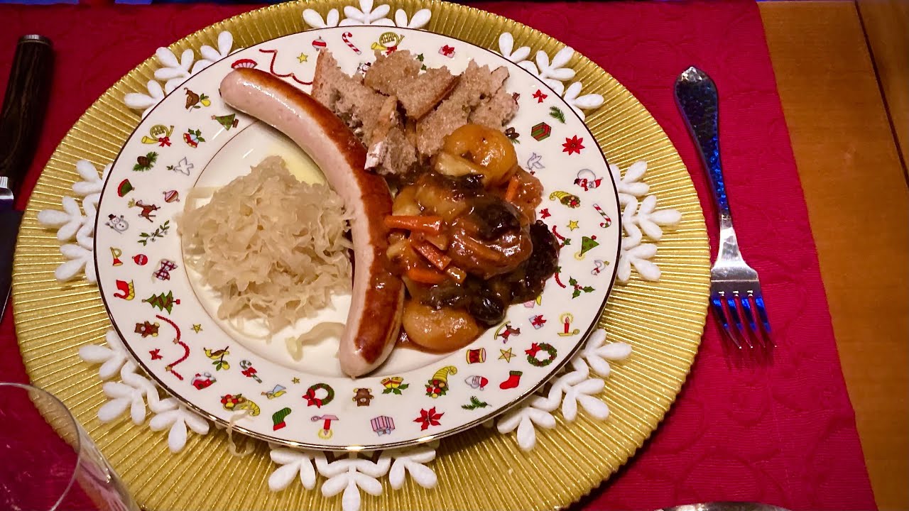 Schlesische Weißwurst mit Lebkuchensauce Pfefferkuchen-Sauce Polnische-Sauce Rezept Weihnachtsessen
