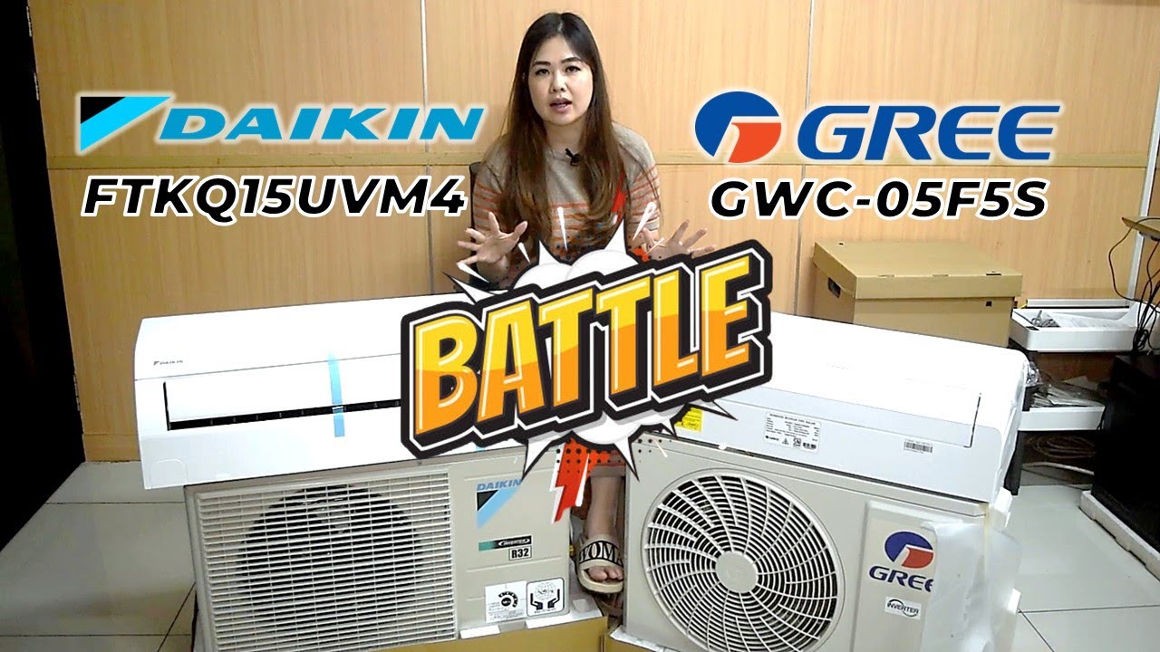 BATTLE AC - AC INVERTER 1/2 PK DAIKIN FTKQ15UVM4 VS GREE GWC-05F5S