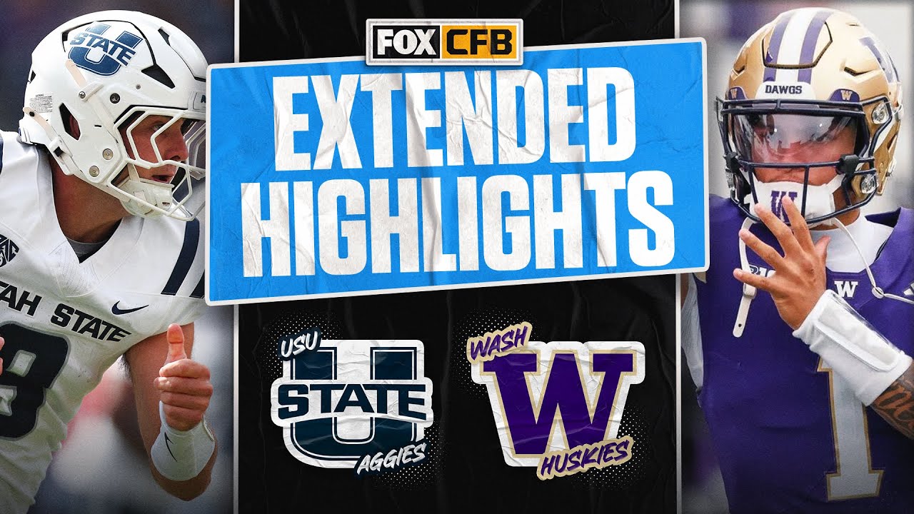 Utah State Aggies vs No. 19 Washington Huskies Highlights 🏈 FOX College Football