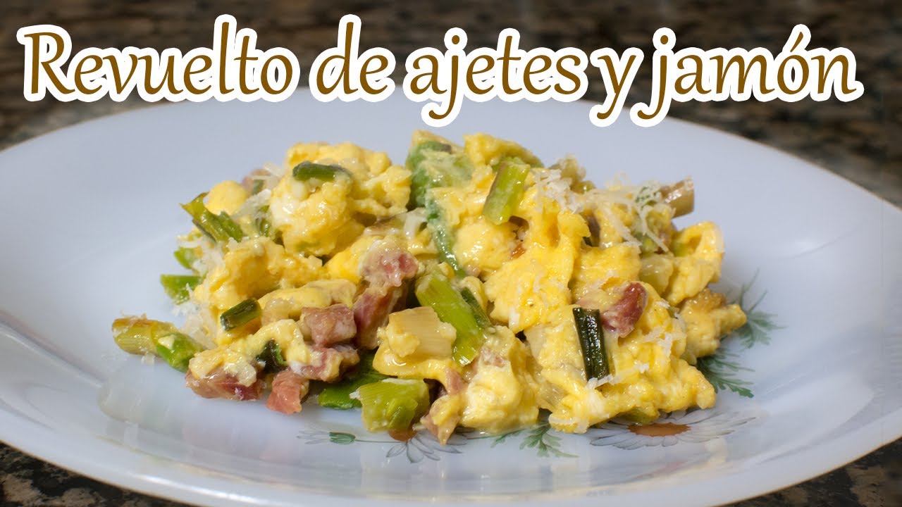 REVUELTO de ajos tiernos con jamón súper fácil