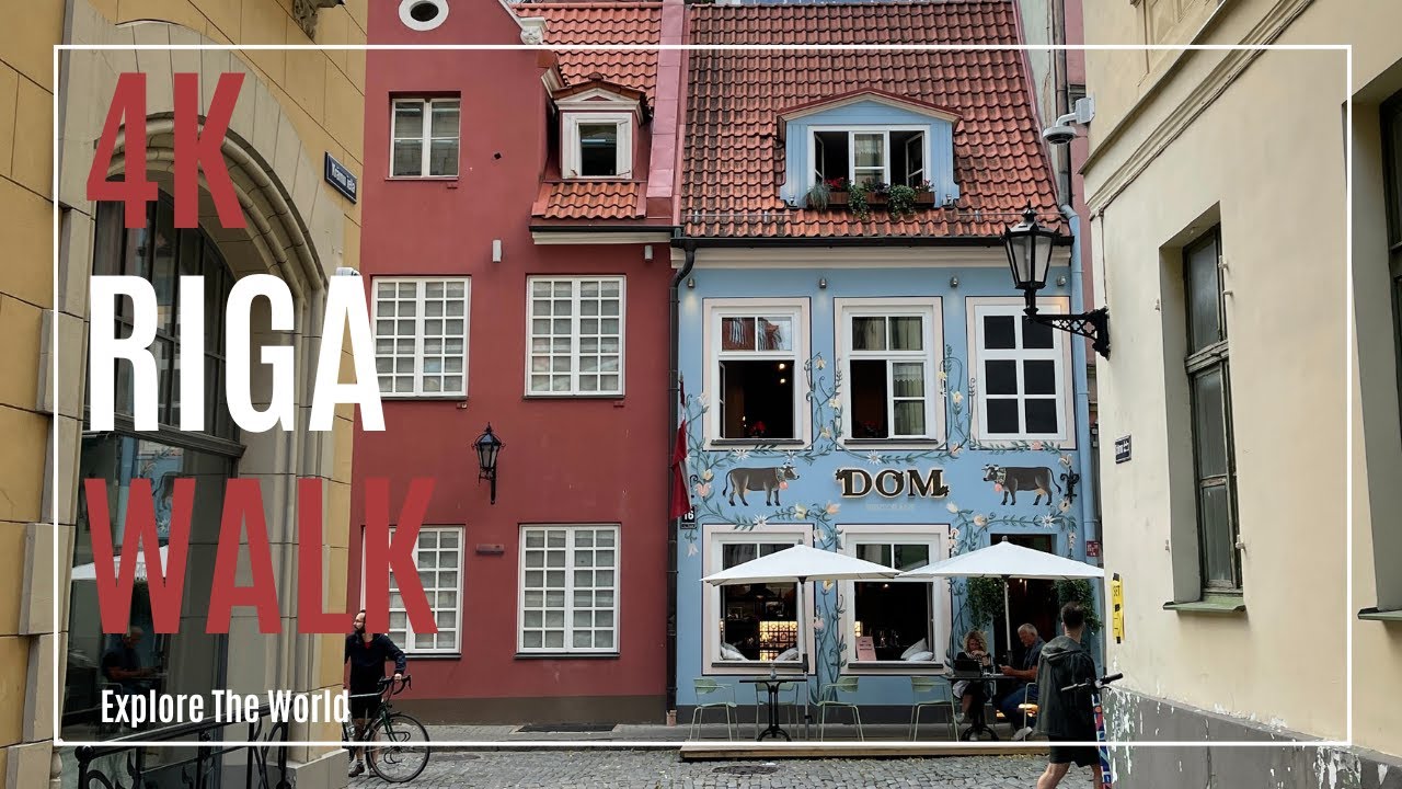 【4K】 Latvia Riga Walk - Summer Night Walk through UNESCO Old Town Streets with Captions