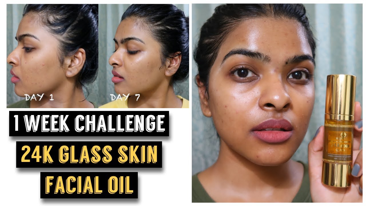 1 Week Challenge of 24K GOLD GLASS SKIN OIL  | Worth the Hype ? | Changed my NIGHT SKIN CARE