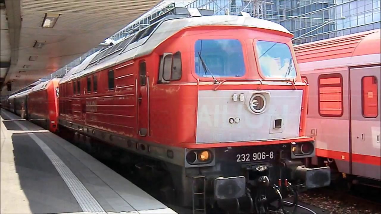 232 906 (mit Holland-Schürze) vor Umleiter-EC: Mega-Sounds vom Motorstart und Ausfahrt!