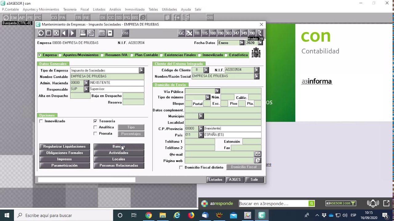 Parametrizar una empresa con A3CON