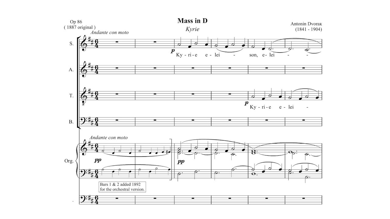 Antonín Dvořák – Mass in D major (Organ version)