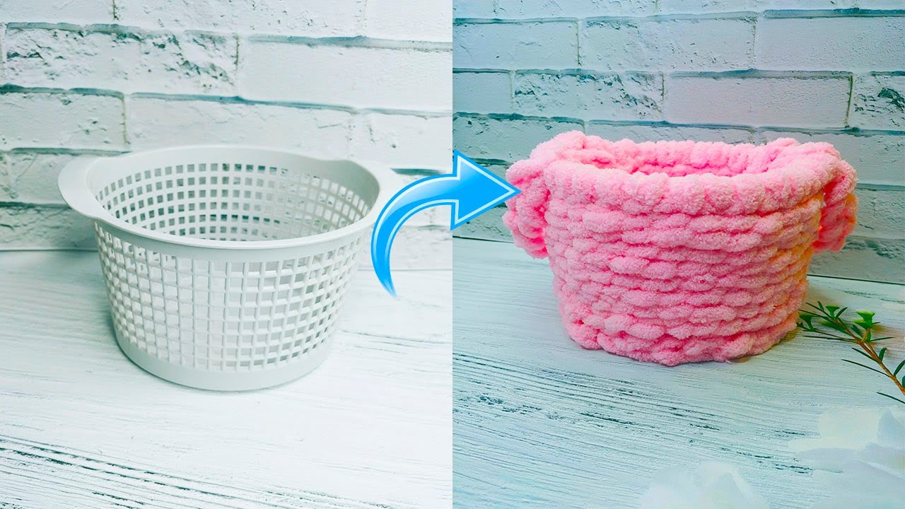 Корзинка из Alize Puffy / Вяжем без спиц и крючка / Alize puffy / DIY