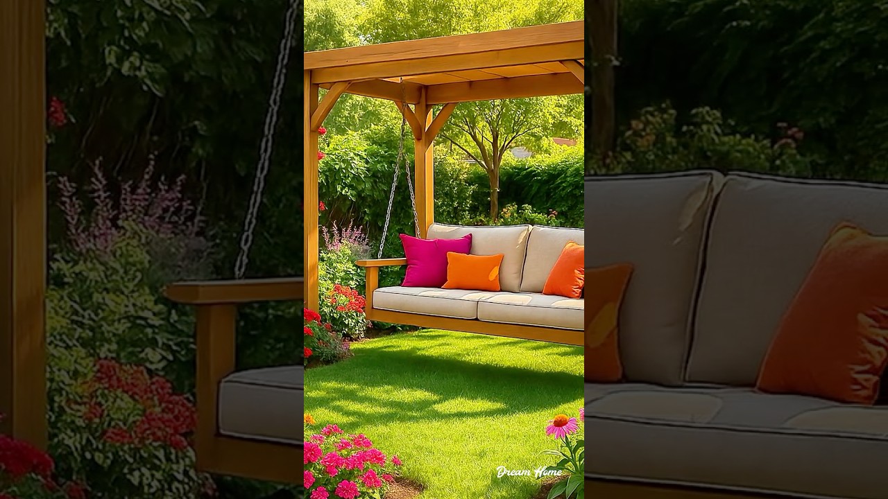 Charming Outdoor Swing for Relaxation #home #gardenideas #garden #eleganthomes #gardening