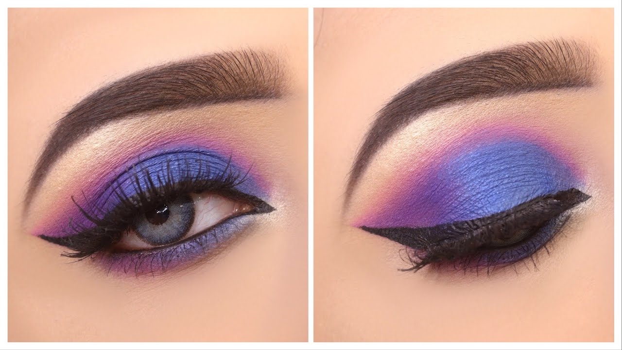 Blue Purple Party Eye Makeup tutorials || Simple and Easy eye makeup || Shilpa