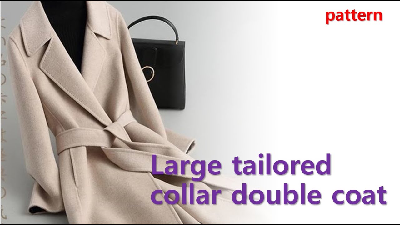 240130424-1)Large tailored collar double coat/pattern,큰 테일러드칼라 더블코트/패턴