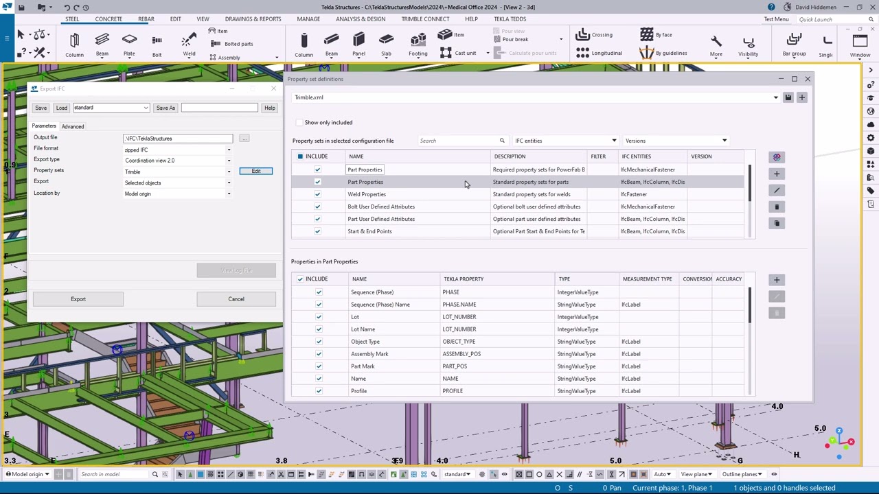 Tekla Structures 2024 - Renewed IFC Property Set Definitions