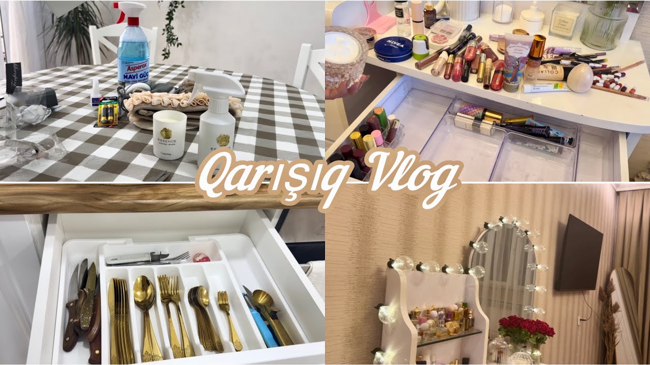 Makiyaj masamı düzənlədim✨Ev işləri | Təmizlik | Alışveriş🛍️