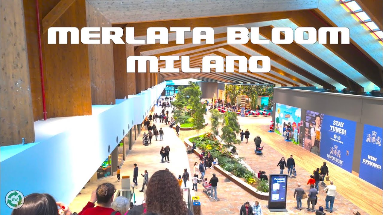 Walking in Merlata Bloom Milano: Walking inside the new shopping Mall in Milan Italy