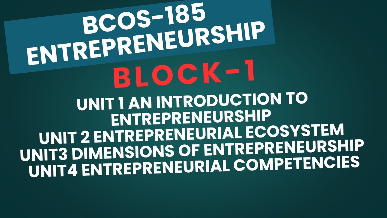 BCOS-185|Entrepreneurship|BLOCK-1|IGNOU