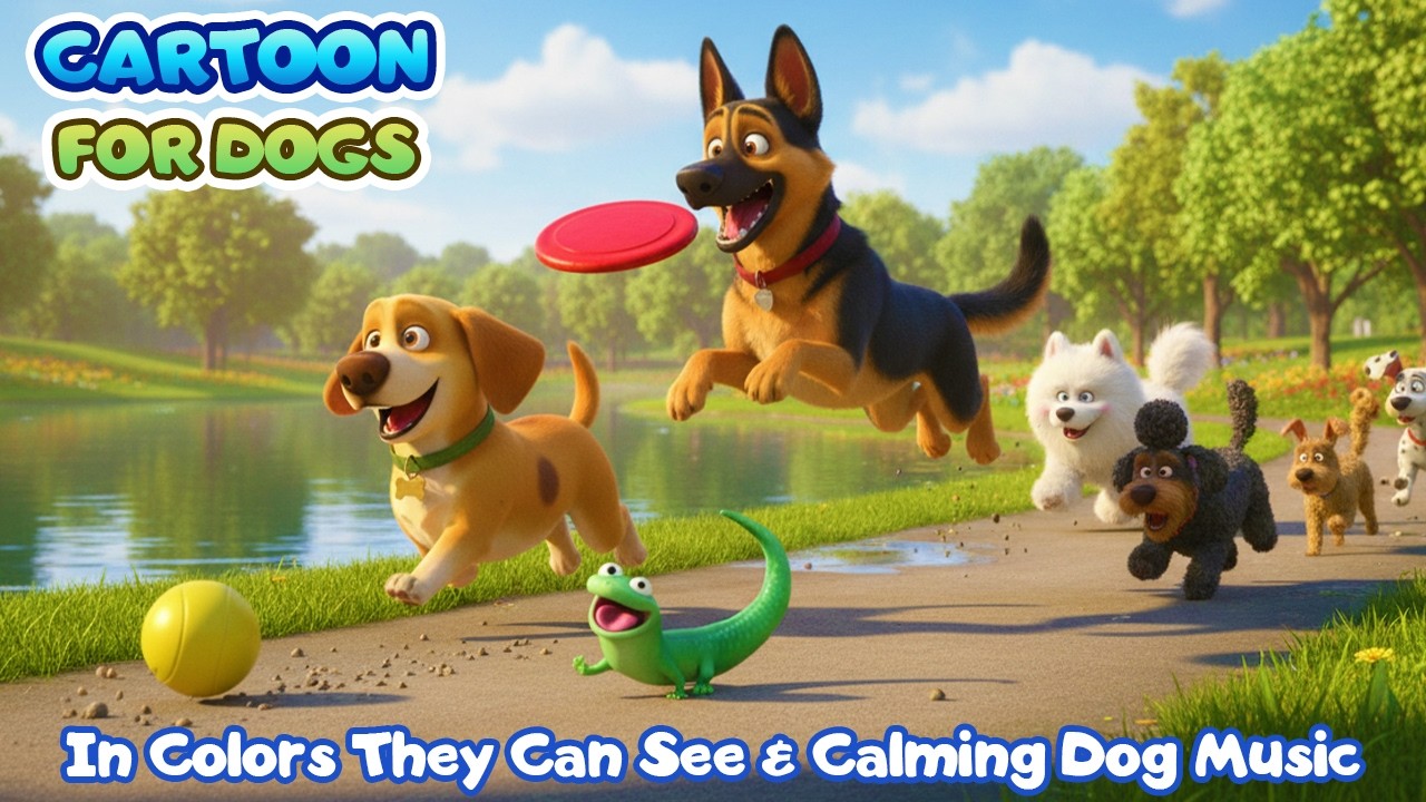 **24 часа мультфильмов для собак 🐕 в цветах, которые они видят 🎨 Игры с Томом-ящерицей | Видео**