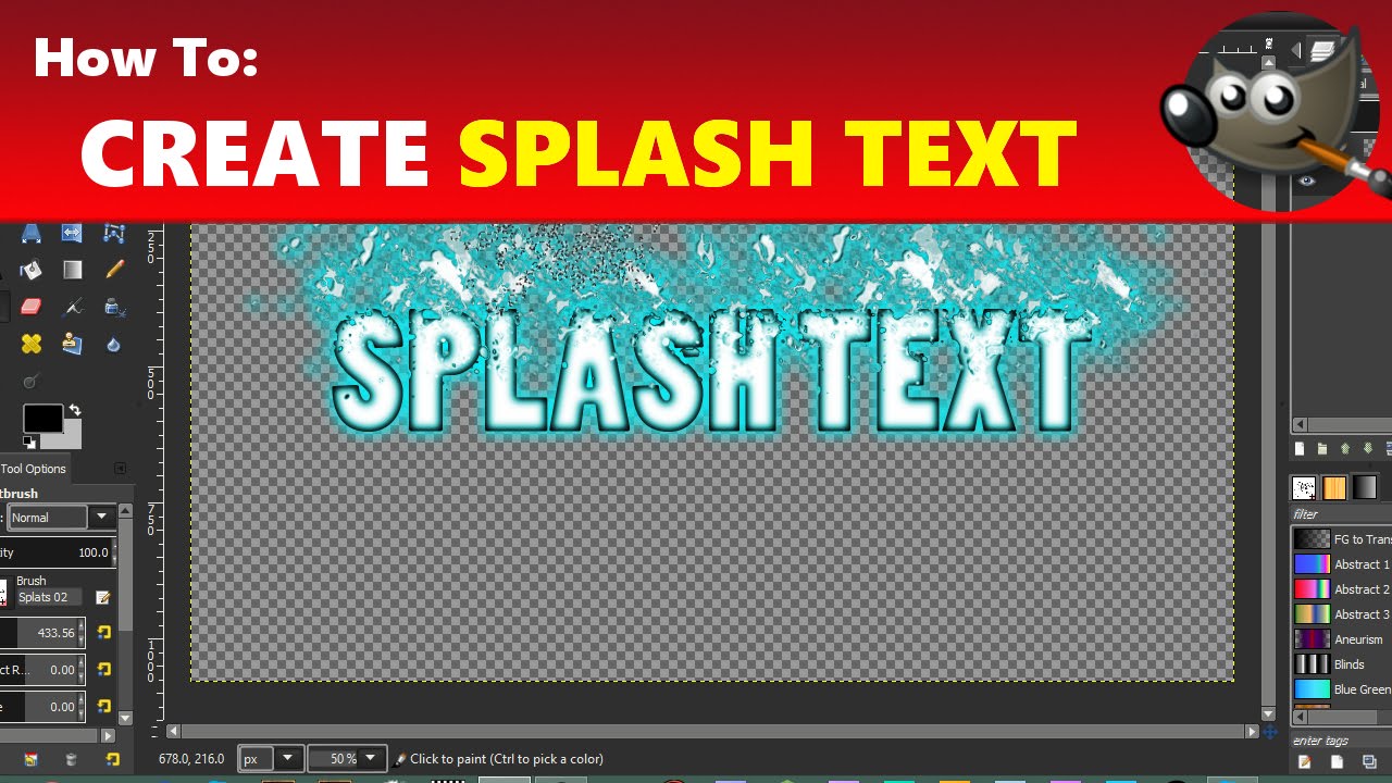 How to Create Splash / Splatter Text Effect in GIMP | Using GIMP Tutorial