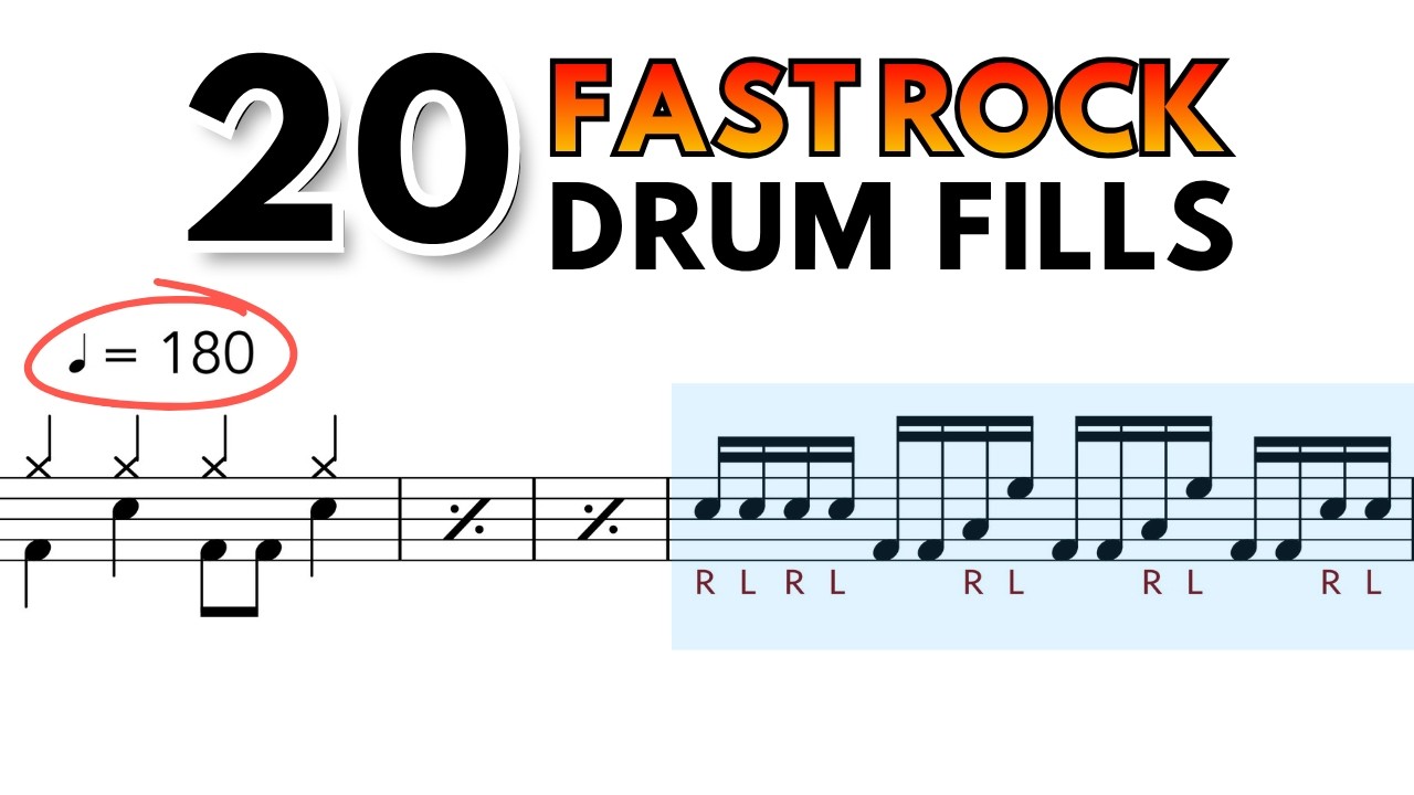 20 Drum Fills for Fast Rock ( &asymp;180 BPM )