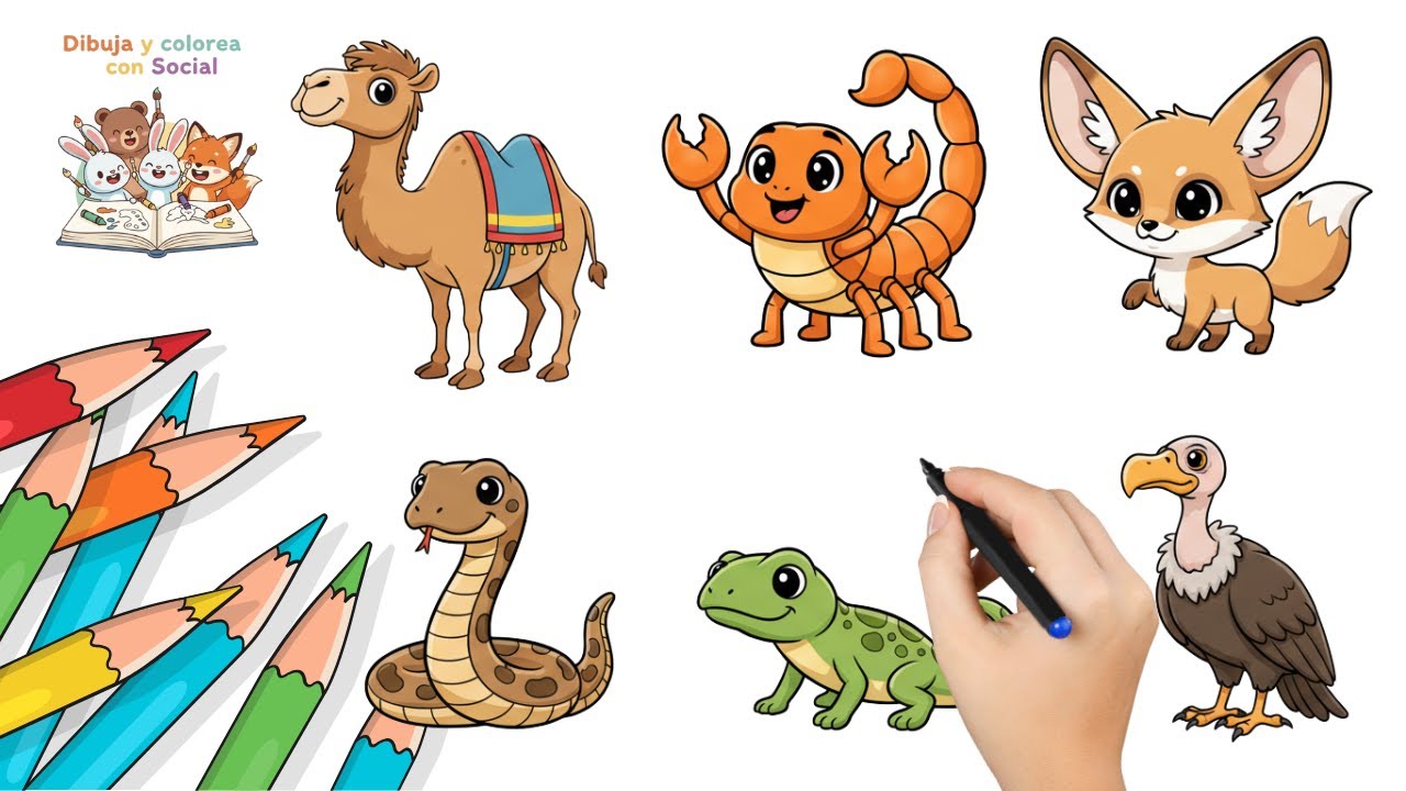 Cómo dibujar Animales del Desierto y colorear | Tutorial de dibujo fácil paso a paso