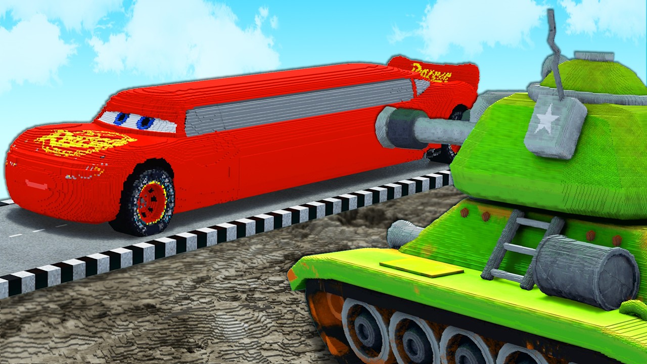 LONG CARS vs TANK in Teardown