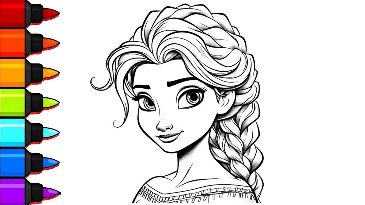 Cute Elsa Drawing, Panting And Coloring For Kids And Toddlers | Let's Draw Together