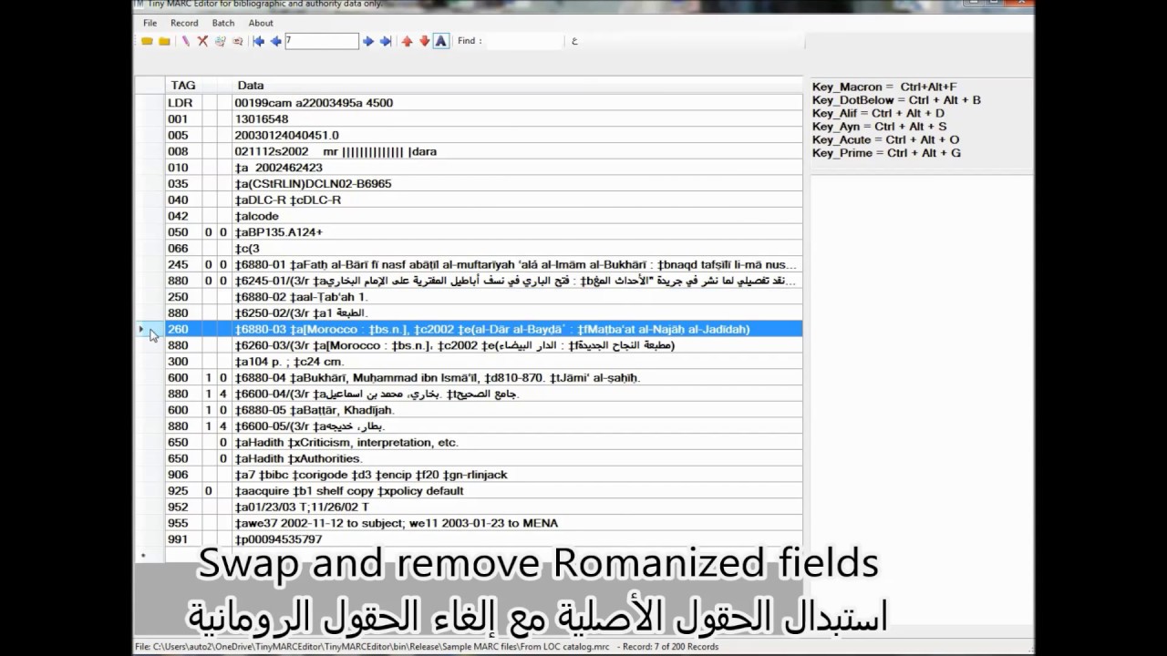 MARC21 swap romanization fields with vernacular fields - TinyMARC_Editor