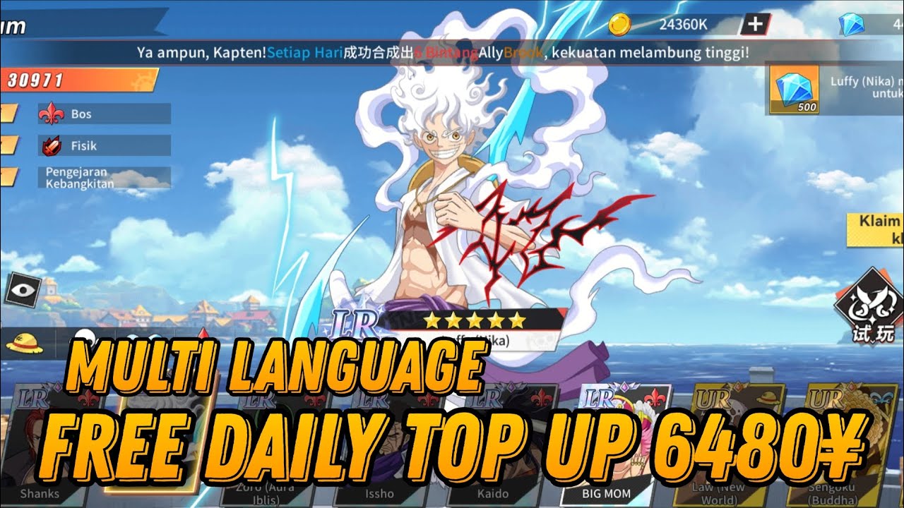 One Piece Tyrant English - Free Daily Top Up 6480¥ + LR Hero , UR Hero & Discount 99% / X7 Game